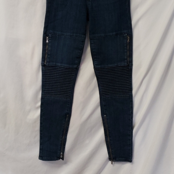Paige Denim 'Demi' Moto Ultra Skinny Jeans Zipper Ribbed High-Waisted Size 24 - Picture 3 of 13